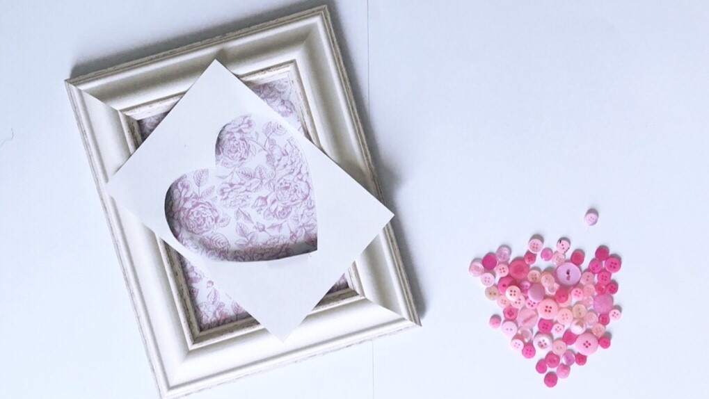 Step 5 - Fix Stencil Into Place Over Frame to Make Button Art