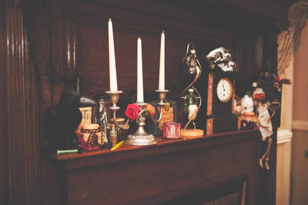 Halloween Themed Wedding - Fireplace Decorations Candelabra