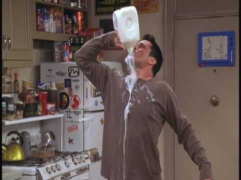 Friends Joey drinking milk
