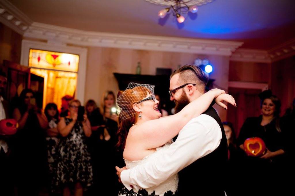 Halloween Themed Wedding - Bride and Groom Dancing 