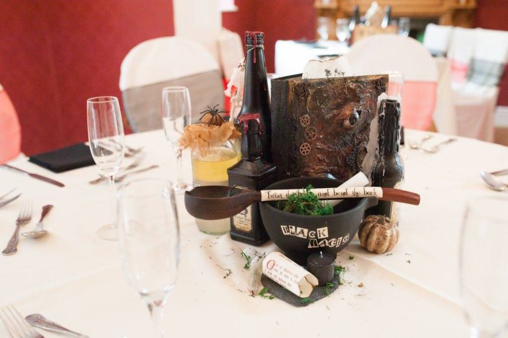 Halloween Themed Wedding - Hocus Pocus Twist The Bones And Bend The Back Table Centrepiece