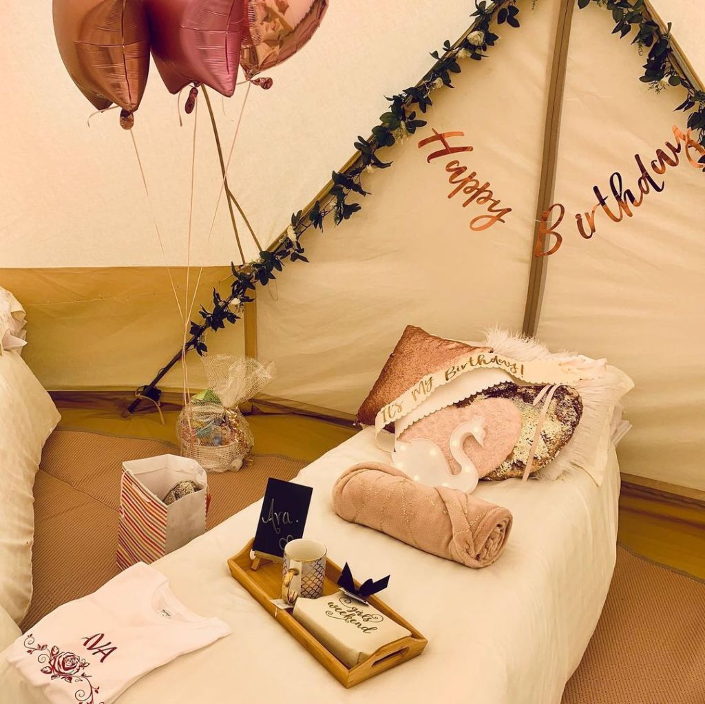 Celebrity Myleene Klass (Ava's 12th Birthday) Sleepover Teepee Party - Bed with Swan Light and Accessories